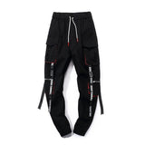 Men Hip Hop Black Cargo Pants joggers Sweatpants Overalls Streetwear