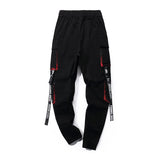 Men Hip Hop Black Cargo Pants joggers Sweatpants Overalls Streetwear