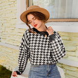 Simplee Women geometric khaki knitted sweater casual