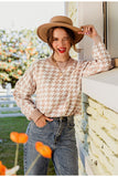 Simplee Women geometric khaki knitted sweater casual