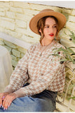 Simplee Women geometric khaki knitted sweater casual
