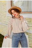 Simplee Women geometric khaki knitted sweater casual
