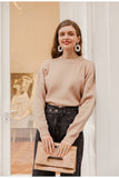 Simplee Women geometric khaki knitted sweater casual