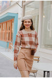 Simplee Women geometric khaki knitted sweater casual