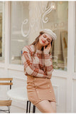 Simplee Women geometric khaki knitted sweater casual