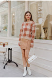 Simplee Women geometric khaki knitted sweater casual