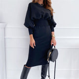 O-neck Long Sleeve Pencil Dress Bodycon Elegant Dress