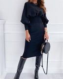 O-neck Long Sleeve Pencil Dress Bodycon Elegant Dress