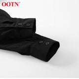 OOTN Deey V Neck Sexy Black Puff Sleeve A Line Dress