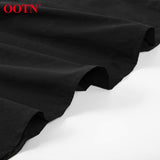 OOTN Deey V Neck Sexy Black Puff Sleeve A Line Dress