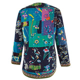 Ethnic Floral Print Long Sleeve Loose Jacket Coat Cardigan