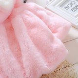 Girls Winter Jackets Warm Faux Fur Fleece Coat Rabbit Ear Hooded Outerwear