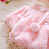 Girls Winter Jackets Warm Faux Fur Fleece Coat Rabbit Ear Hooded Outerwear