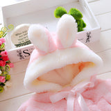Girls Winter Jackets Warm Faux Fur Fleece Coat Rabbit Ear Hooded Outerwear