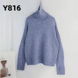 Aachoae Women Knitted Turtleneck Cashmere Sweater Pullover
