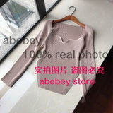Women cashmere sqaure collar full sleeve elastic waist pullover