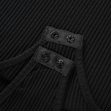 Sweetown Black Long Sleeve Bodysuit Elegant Turtleneck