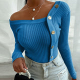 Sexy V-Neck Button Blouses Shirts Long Sleeves Solid