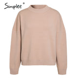 Simplee Women geometric khaki knitted sweater casual
