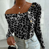 Sexy V-Neck Button Blouses Shirts Long Sleeves Solid