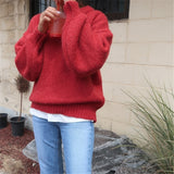 Aachoae Solid O Neck Pullover Sweaters Korean Style