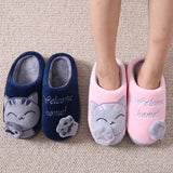 Women Winter Home Slippers Unisex Cartoon Cat Non-slip Soft Warm Shoes
