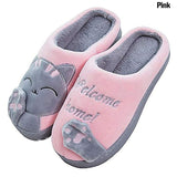 Women Winter Home Slippers Unisex Cartoon Cat Non-slip Soft Warm Shoes