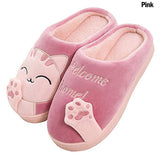 Women Winter Home Slippers Unisex Cartoon Cat Non-slip Soft Warm Shoes