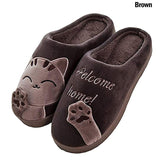Women Winter Home Slippers Unisex Cartoon Cat Non-slip Soft Warm Shoes