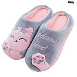 Women Winter Home Slippers Unisex Cartoon Cat Non-slip Soft Warm Shoes
