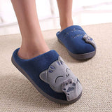 Women Winter Home Slippers Unisex Cartoon Cat Non-slip Soft Warm Shoes