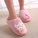 Women Winter Home Slippers Unisex Cartoon Cat Non-slip Soft Warm Shoes