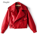 Fitaylor Women Faux Leather Jacket Pu Motorcycle Coat