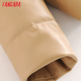 Winter Women khaki fur faux leather jacket oversized zipper Thick pu hooded coat