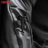Winter Women khaki fur faux leather jacket oversized zipper Thick pu hooded coat
