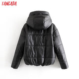 Winter Women khaki fur faux leather jacket oversized zipper Thick pu hooded coat