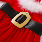 Christmas Kids Baby Girls Fleece Dress O-Neck Long-Sleeve