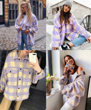 Stylish Sweet Plaid Woolen Shirt Check Jacket Cute