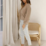Hirsionsan Elegant Long Sleeve Mohair Sweater Cardigan