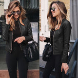 NEDEINS Winter Coat Jacket Thicken Long sleeve Outwear PU Leather
