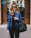 NEDEINS Winter Coat Jacket Thicken Long sleeve Outwear PU Leather