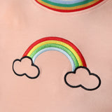 Winter Rainbow Long Sleeve Cotton Color Block Party Dress