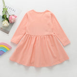 Winter Rainbow Long Sleeve Cotton Color Block Party Dress