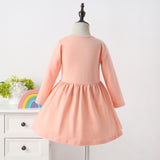 Winter Rainbow Long Sleeve Cotton Color Block Party Dress