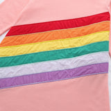 Winter Rainbow Long Sleeve Cotton Color Block Party Dress