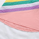 Winter Rainbow Long Sleeve Cotton Color Block Party Dress