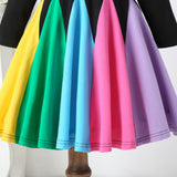 Winter Rainbow Long Sleeve Cotton Color Block Party Dress