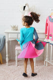 Winter Rainbow Long Sleeve Cotton Color Block Party Dress