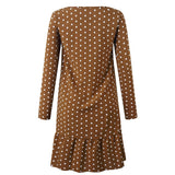 Lossky Polka Dot Print Casual Long Sleeve Mini Dress