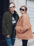 Faux Fur Coat Warm Soft Zipper Jacket Plush Overcoat Pocket